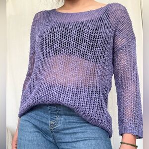 Y2K Lightweight Lavender Purple Open-Knit Sweater